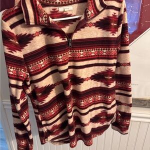 Maurices Red and Cream Patterned Sweater